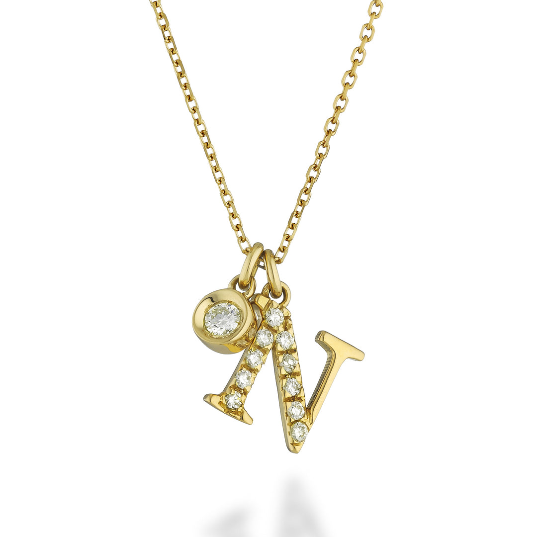 Golay cl 9k letter n yellow gold diam. ct.0.08 GPLNDR1