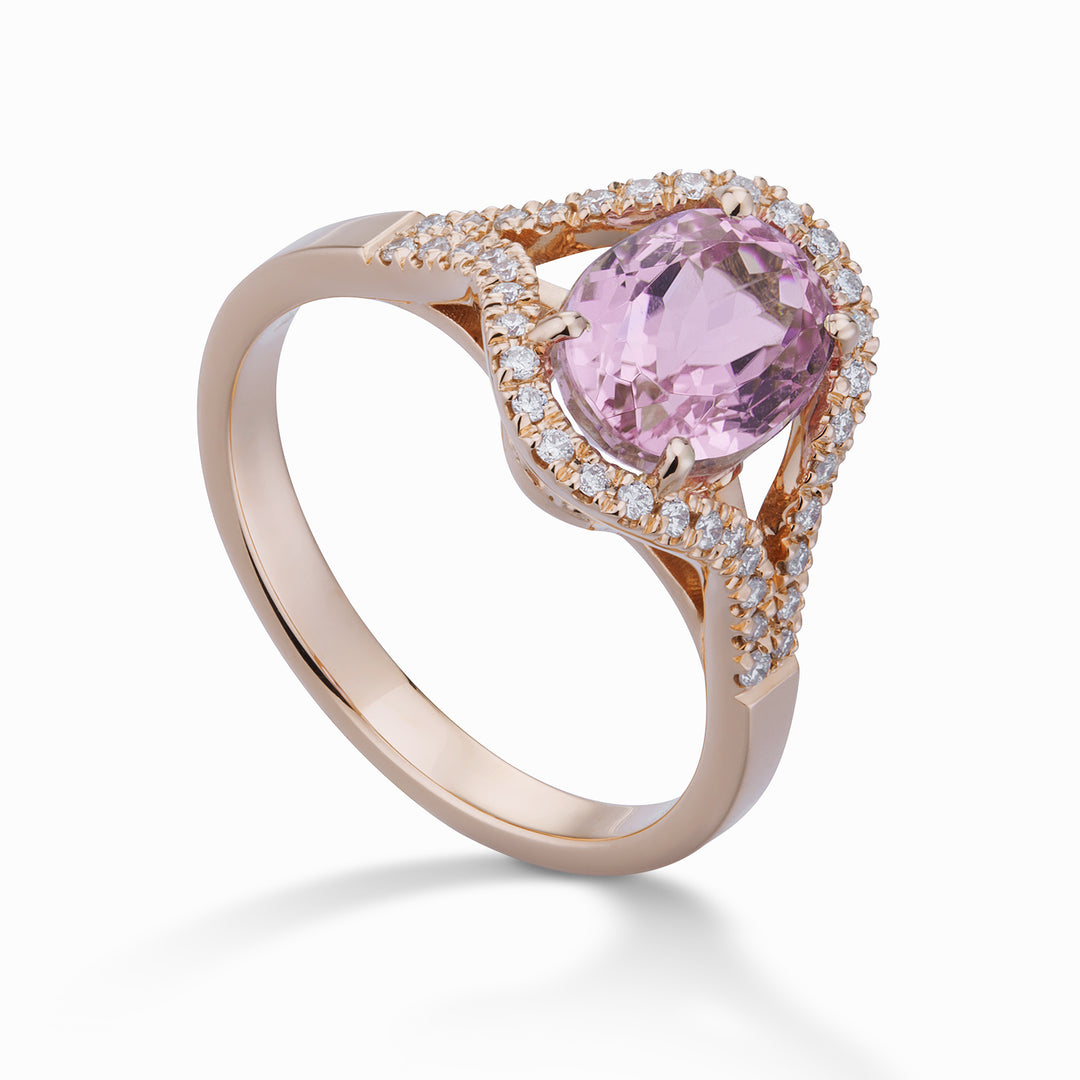 World Diamond Group oval morganite ring 10x8 and diamond outline ACLC136DMO810-23193110128