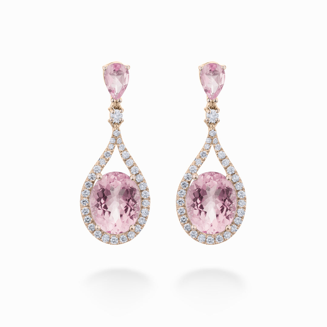 World Diamond Group earrings pend morganite ov 10x8 and goc 6x4 +diam OCLC149DMO810-22252110069