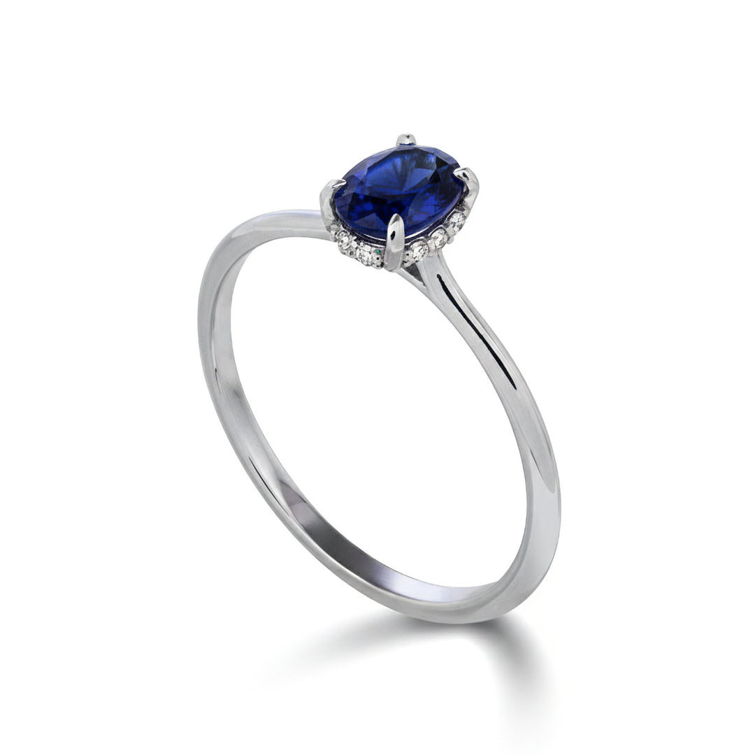Nihama an 18k oval sapphire 6x4 refresh set with diamonds NA5219O4ZFD