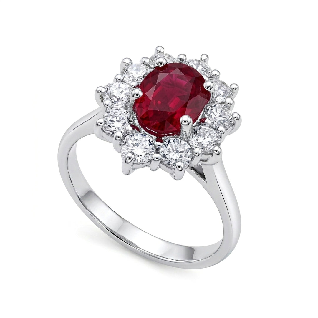 Golay oval ruby ring 7x5 contour 10 diamonds ACLC102DIRU57-23156110011