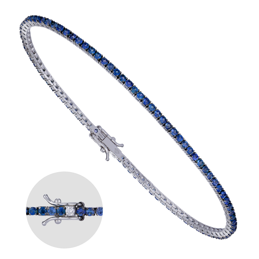 World Diamond Group cast tennis bracelet. flush sapphires and 1spot diam BTF001ZBDI6A-19277110041