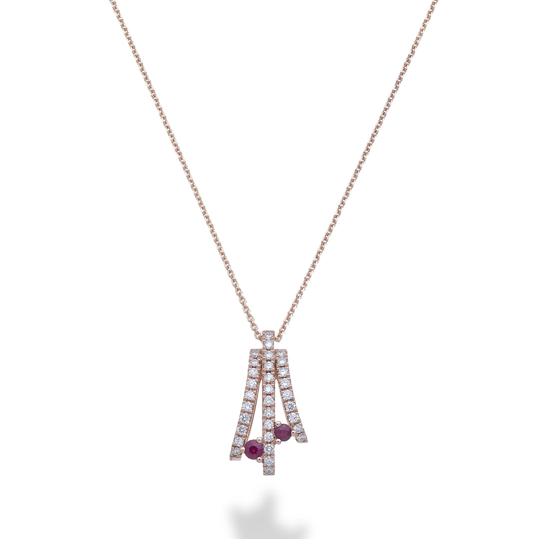 Golay three row diamond necklace with two tangent rubies GMF779DRUR-25335110175