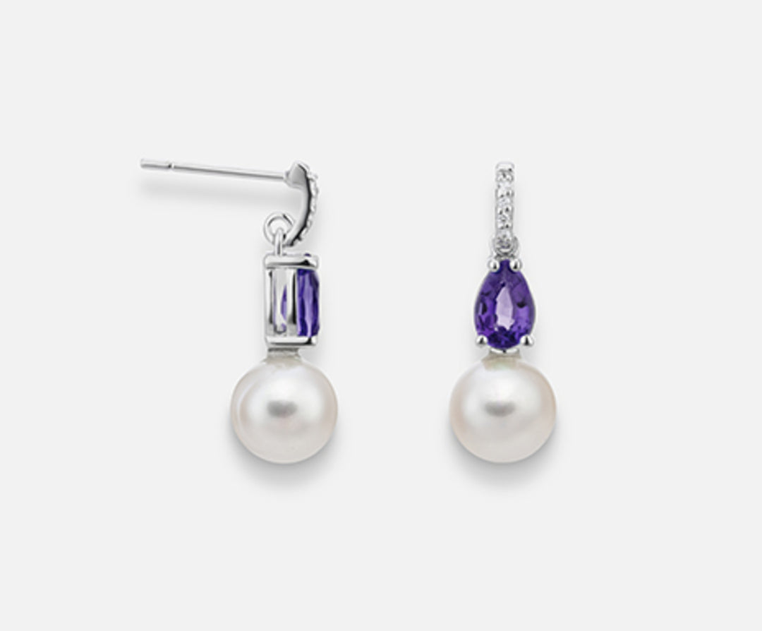 Nihama or 18k fw 7.5/8 amethyst drop 6x4 ct.0.72 dia ct.0.03 NO1526O4FABI075
