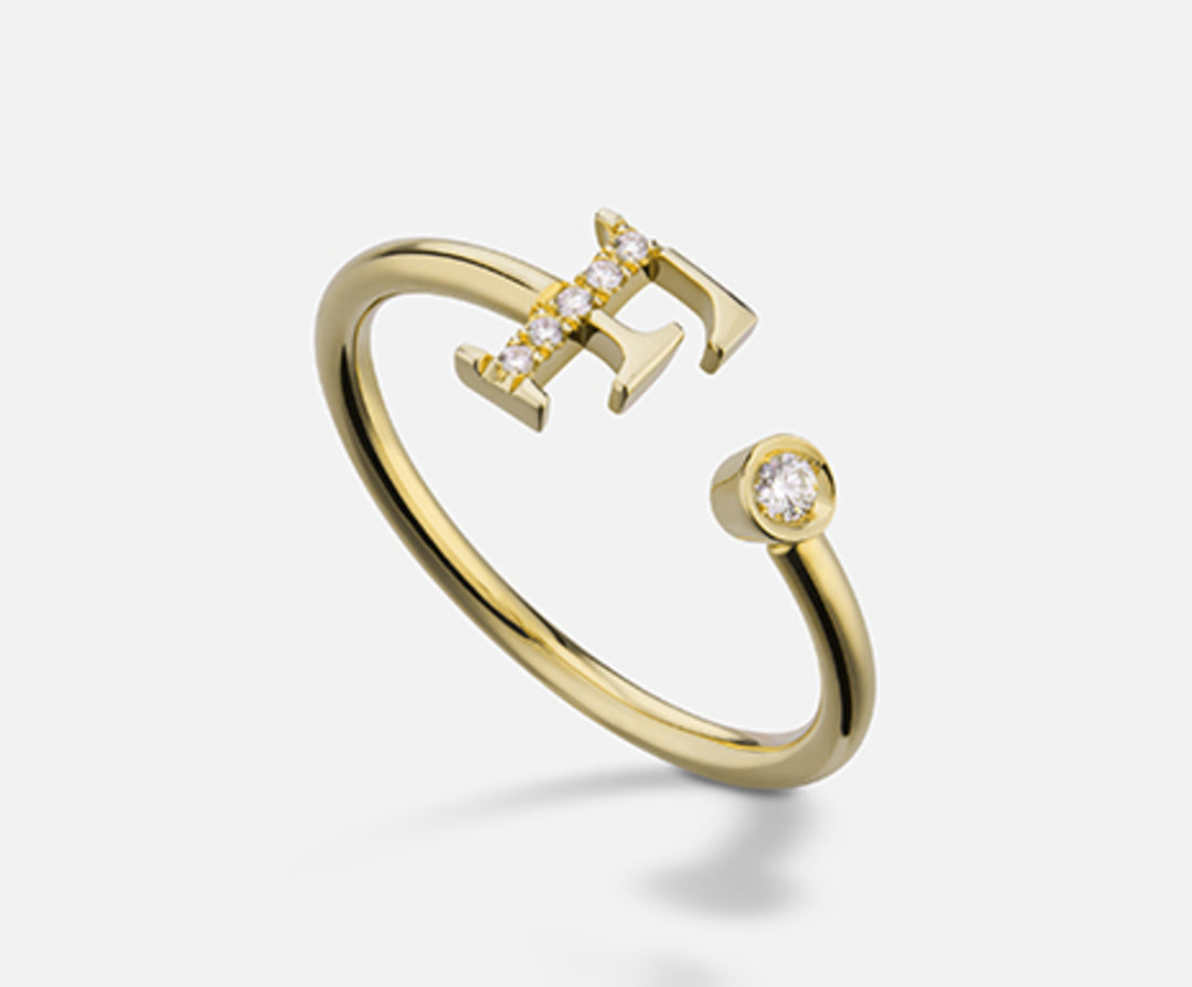 Golay an 9k letter f big yellow gold diam. ct.0.06 GAFFD2R1