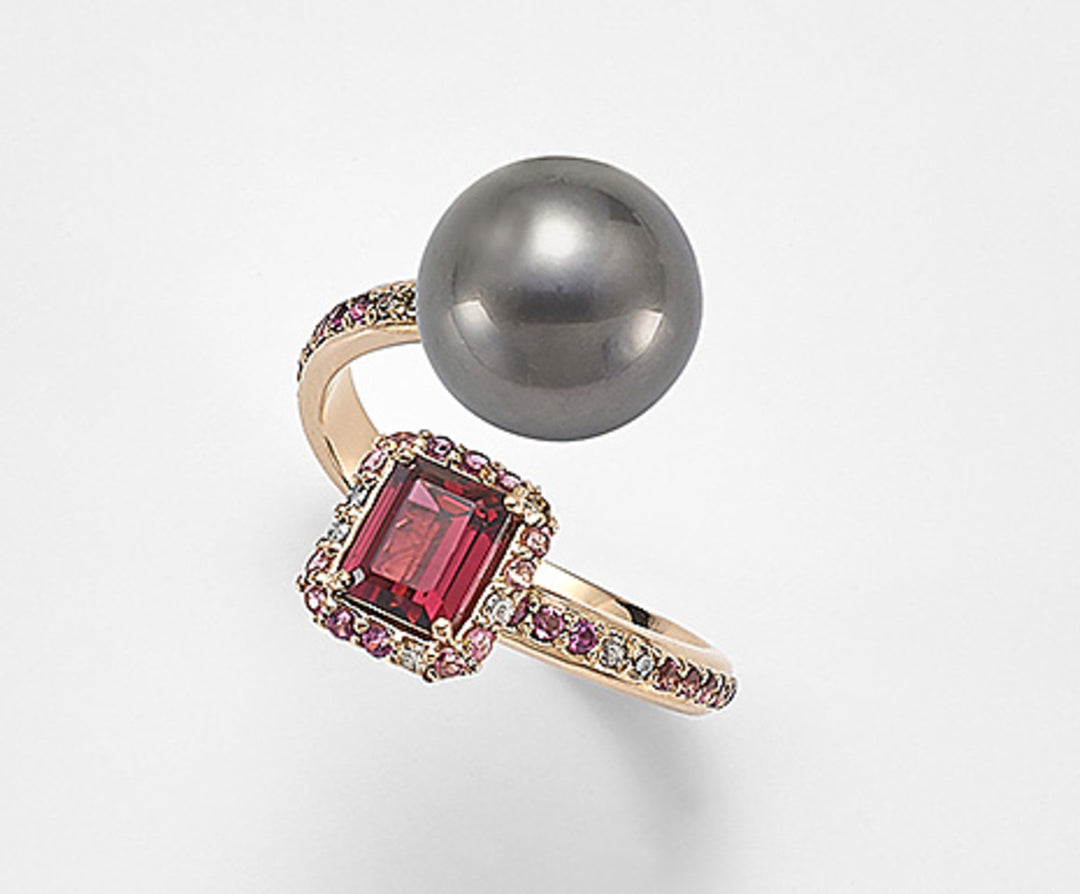 Nihama an 18k sspb 10/11 ct.0,16 brown diam, pink tourmaline and rhodolite NA0772O3SANE100