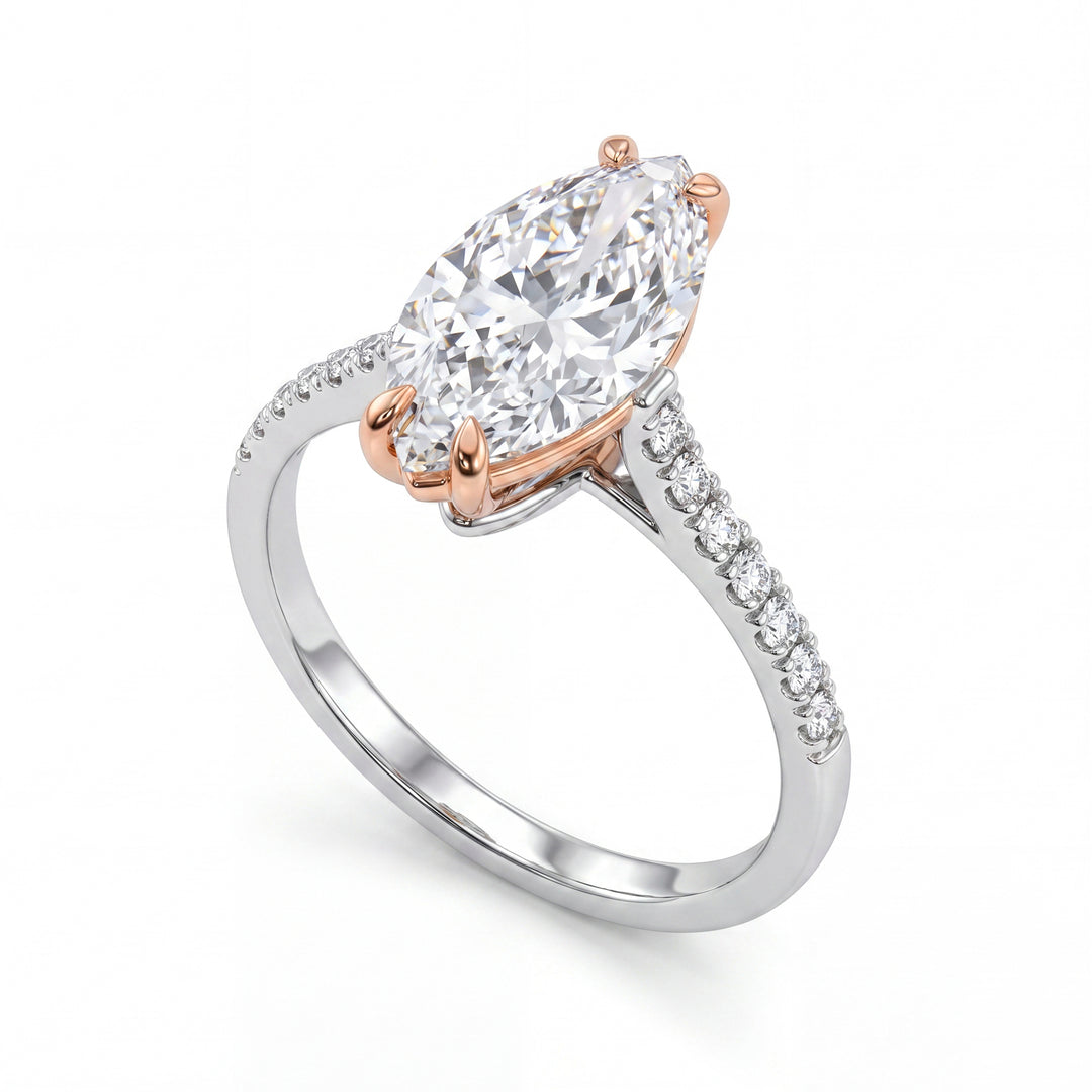 X-Diamond an 18kt lab g.d. total ct. 3.16- cent. ct. 3.02 marquise - recessed shank 0.14ct XXDAPU118O7MABI316