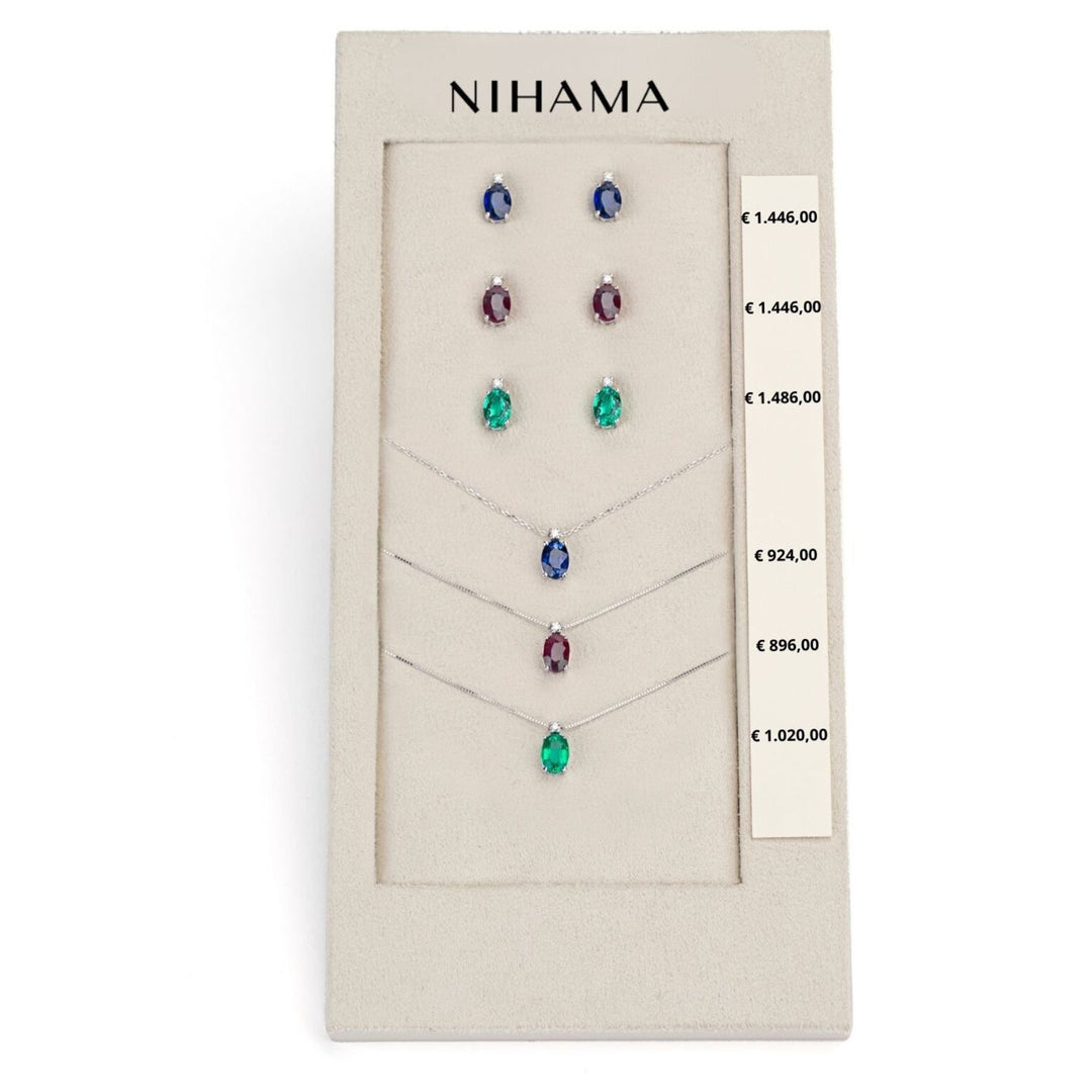 Nihama package cl 5035 + or 5024 18kt oval 7x5 sapphire, ruby ​​and emerald nat. N.LIGHTBOX.10-N
