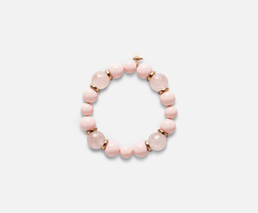 Nihama br ag925 pink coral agglomerate 12/10mm. rose quartz 14mm. NB7406A3 CORAL