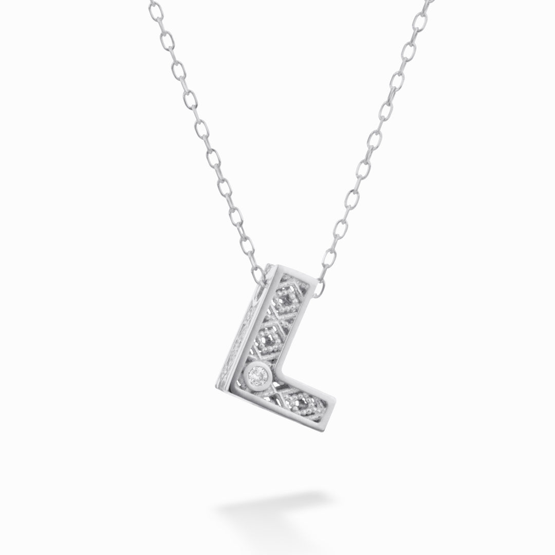 Mikiko cl 18k letter l white gold diam. ct.0,01 MDLETLO4