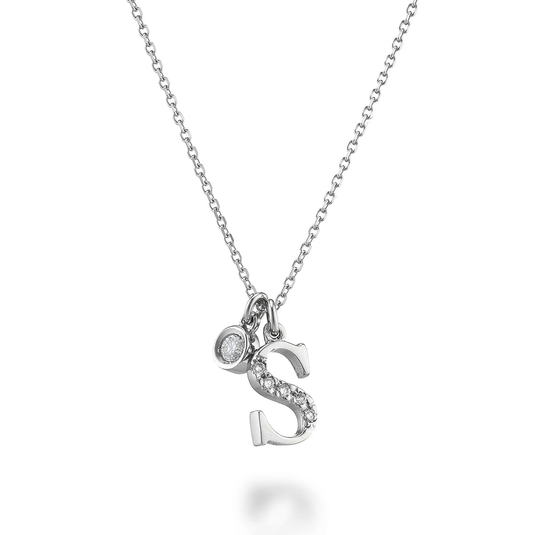Golay cl 9k letter s white gold diam. ct.0,06 GPLSDR4