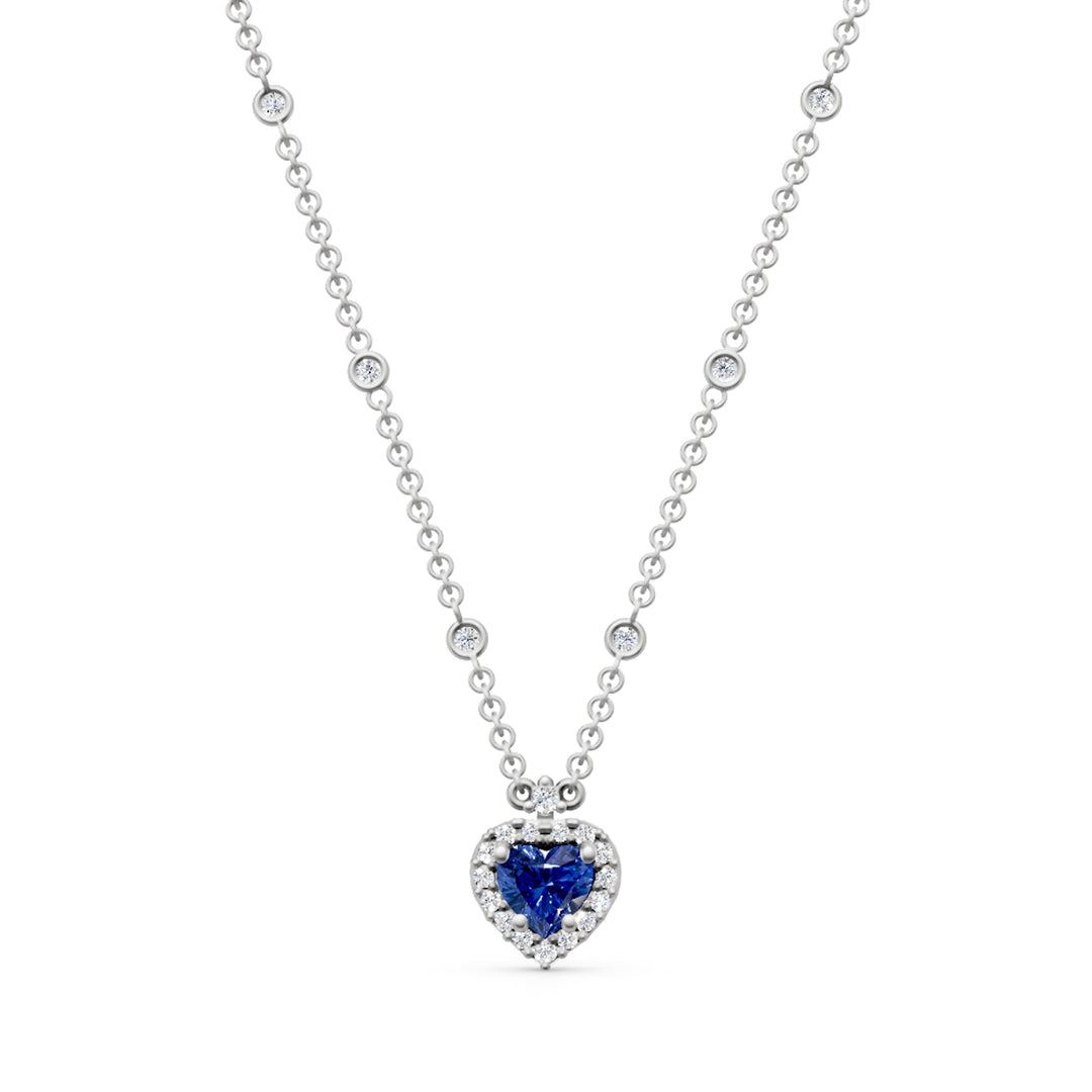 Golay 5x5 heart and contour sapphire pendant necklace GCLC528DZB55-24269110105