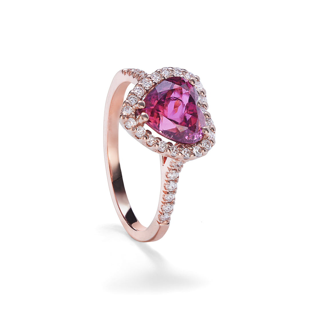 Golay heart shaped pink tourmaline ring size. 8x8 and diamonds ACLC060DITO2-22097110012
