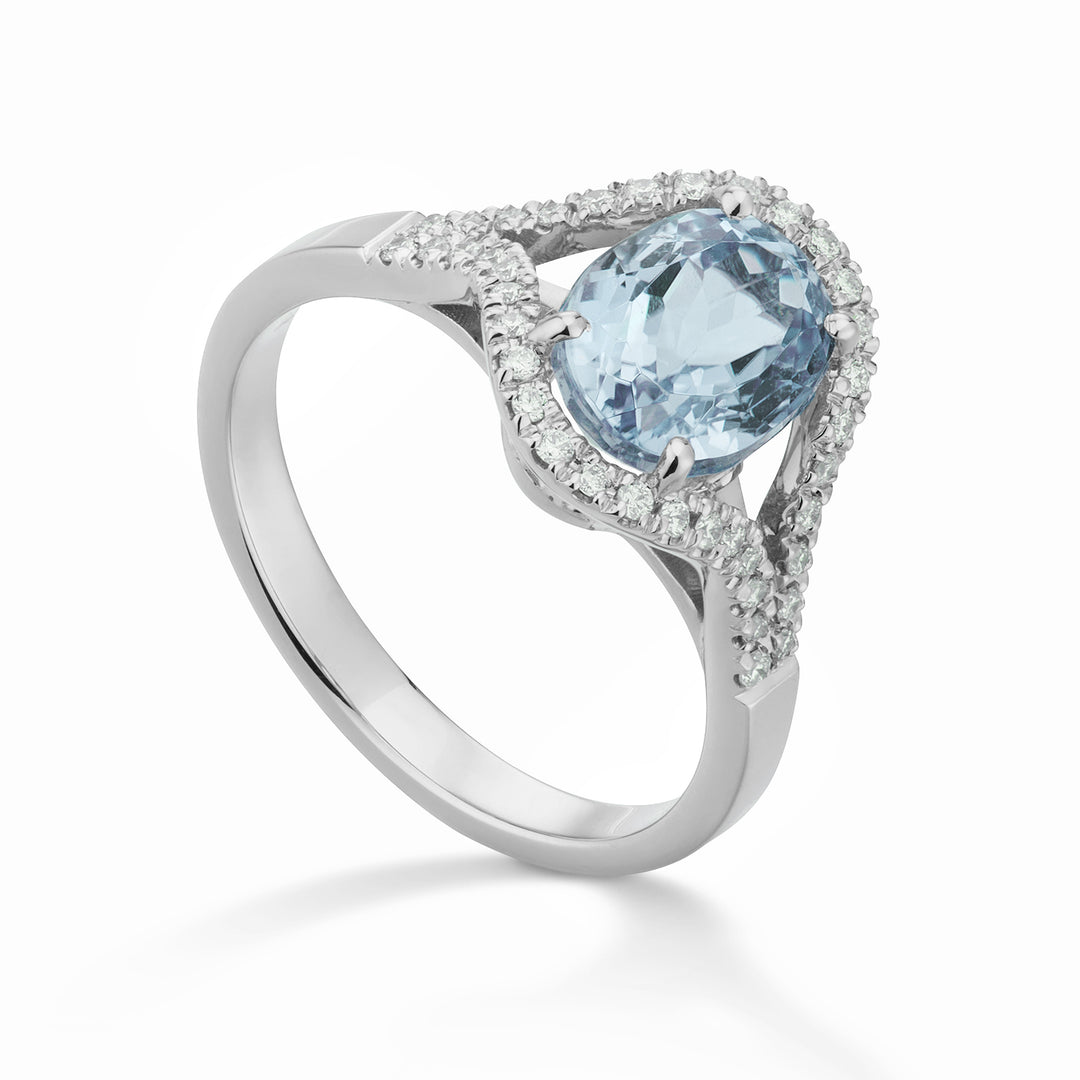 World Diamond Group oval aquamarine ring 10x8 and diamond outline ACLC136DAQ810-23194110117