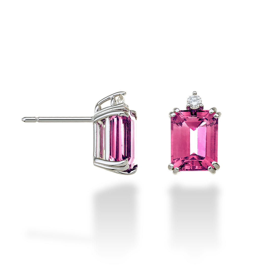 Mikiko or 18k octagonal pink topaz 7x9 ct.5,20 diam. ct.0,08 MOCL090DITPPK4O4