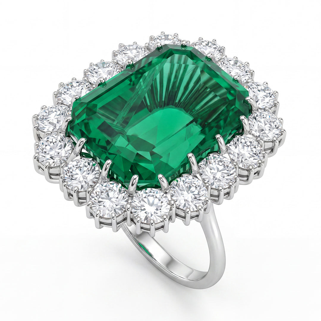 World Diamond Group ring with 15.03 ct emerald and diamonds APU187DISM-17249110234