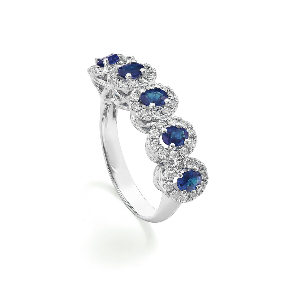 Golay ring with 5 4x3 oval sapphires and contour diamonds ACL5122DIZB34-25023110045