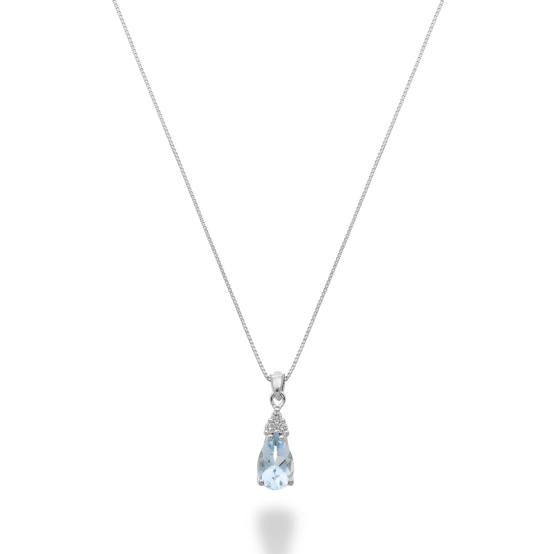 Mikiko cl 9k aquamarine drop 6x4 with three diamonds MD5192R4AM