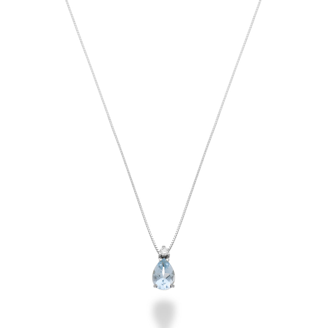 Mikiko cl 18k aquamarine drop 6x4 with diamond MD5191O4AM