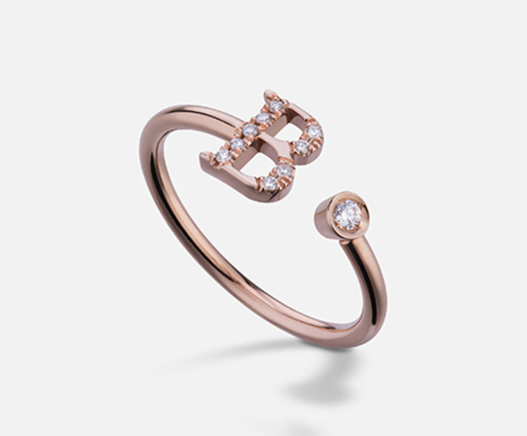 Golay an 9k letter b big rose gold diam. ct.0.08 GAFBD2R3