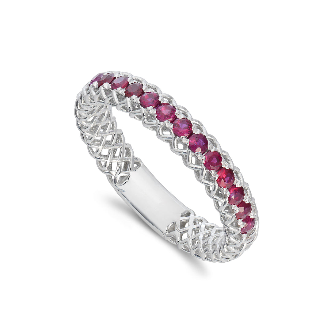 Golay ring 1/2 turn with 1.30mm rubies and bar ARMG001RU25-23018110087