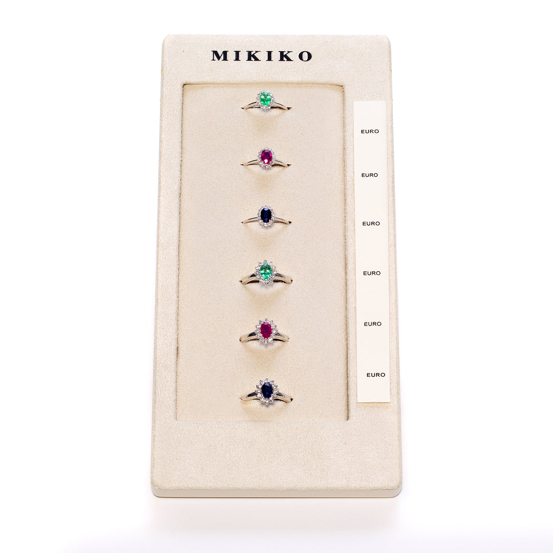 Mikiko package an 5093 + an 5141 9kt oval 6x4 sapphire, ruby ​​and emerald tr. M.LIGHTBOX.22-T9K
