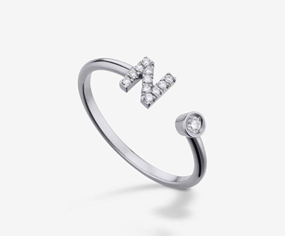 Golay an 9k letter n small white gold diam. ct.0.09 GAFND1R4