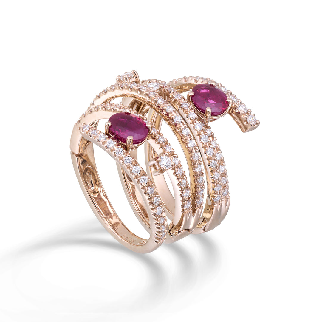 Golay six row band ring with joints and oval rubies AFS706DRU65-25255110203