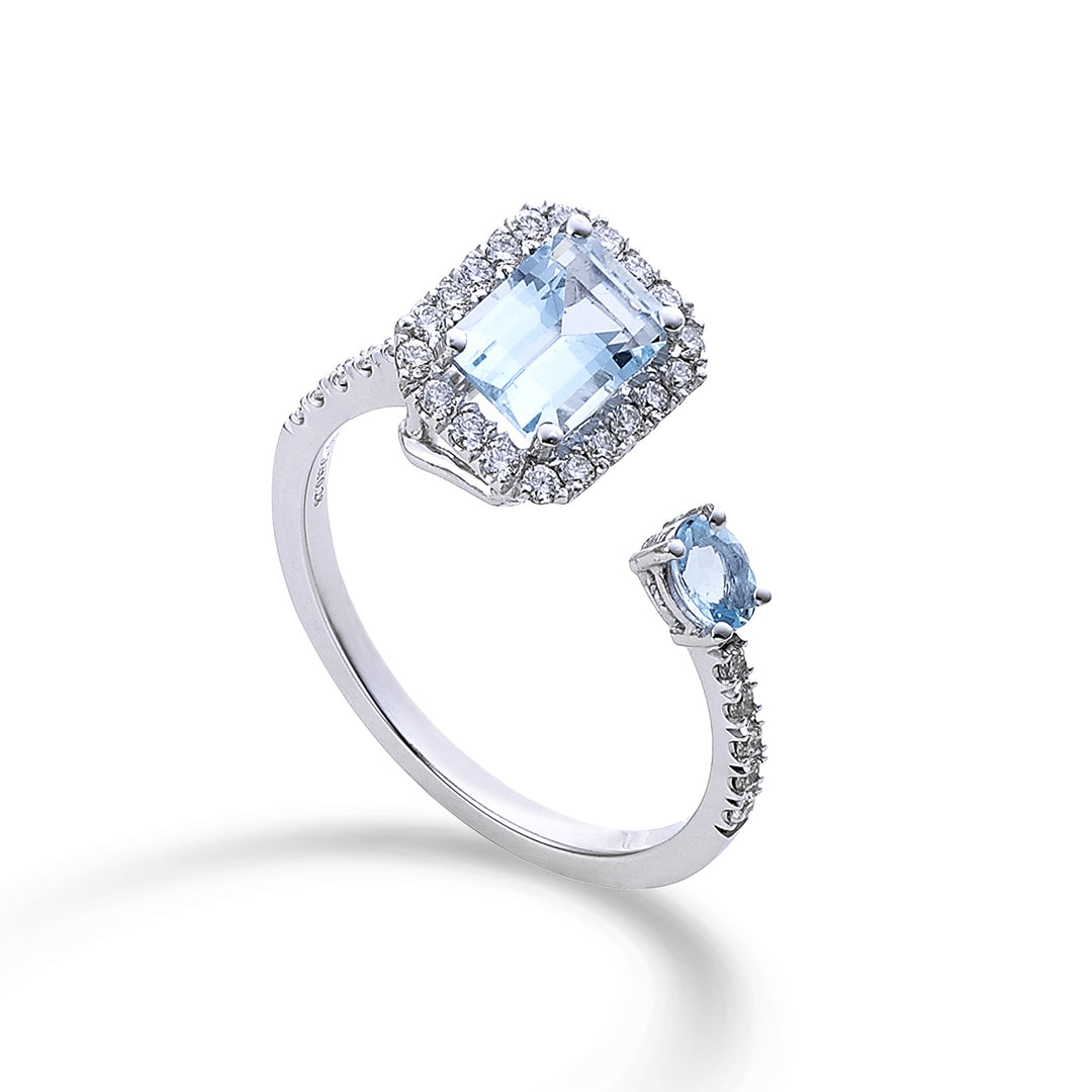 Golay aquamarine contrary ring oct. 7x5 and oval 4x3 ACLC306DIAQ-22032110030