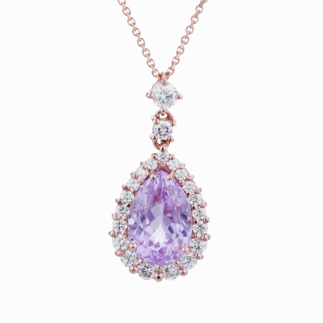 World Diamond Group necklace kunzite drop 10x7 and diamond outline PCLC073DIKZ1-21313110047