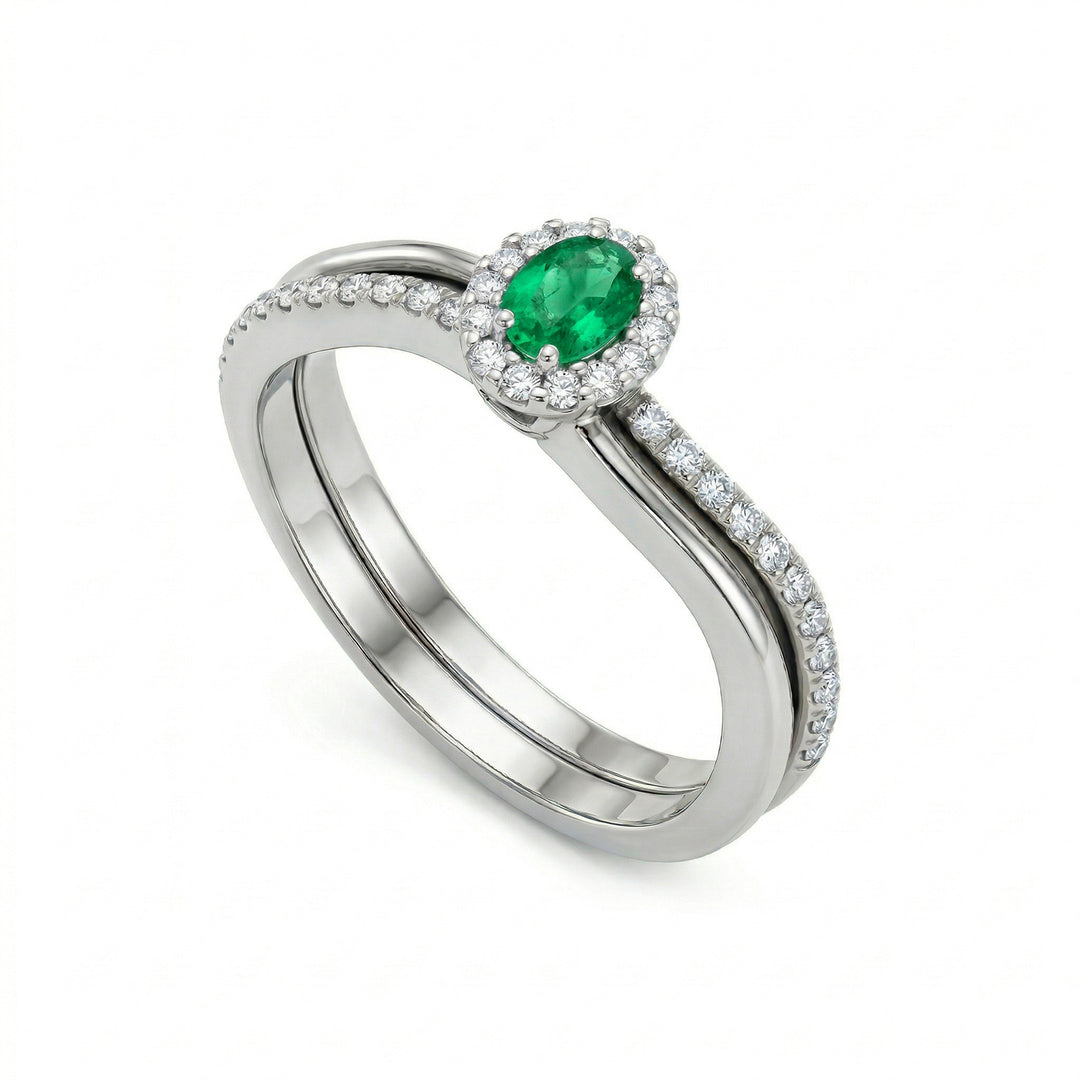Golay oval emerald ring and contour + stem ACLC054DISM1-19357110018
