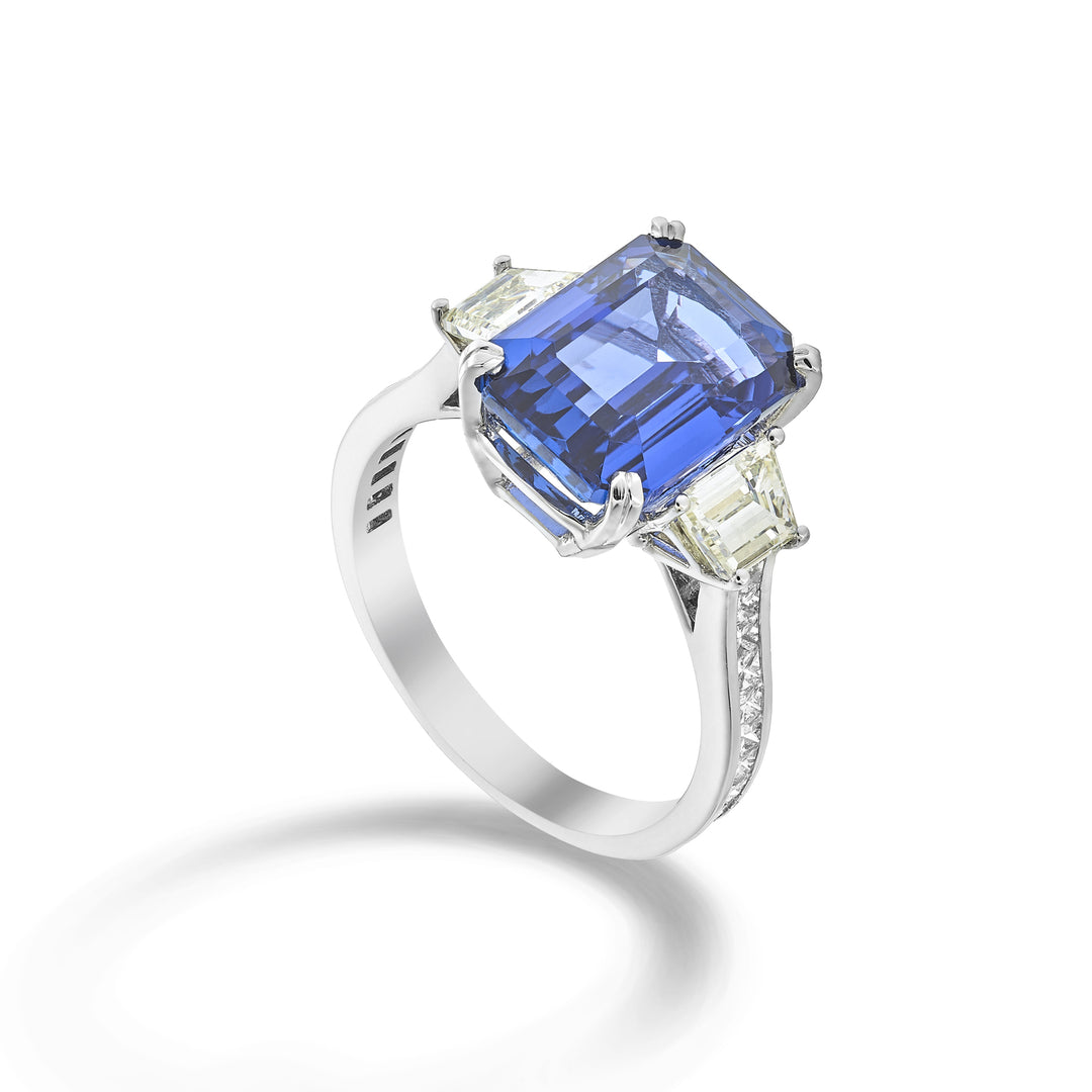 Golay octagonal tanzanite ring 12x9 and diamonds APU307DITZ-25008110015