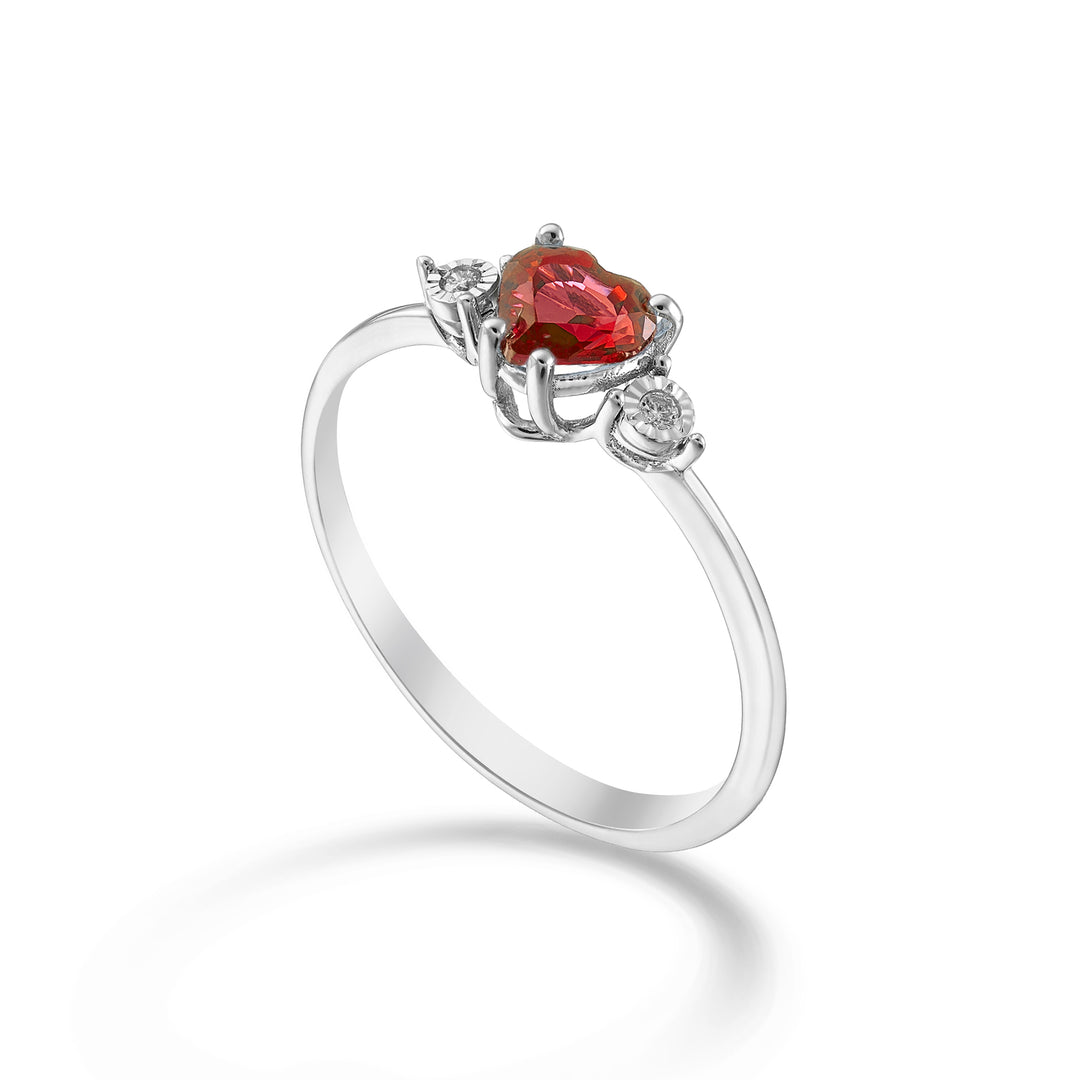 Mikiko an 18k 5x5 heart ruby and side diamonds MA5215O4RBR