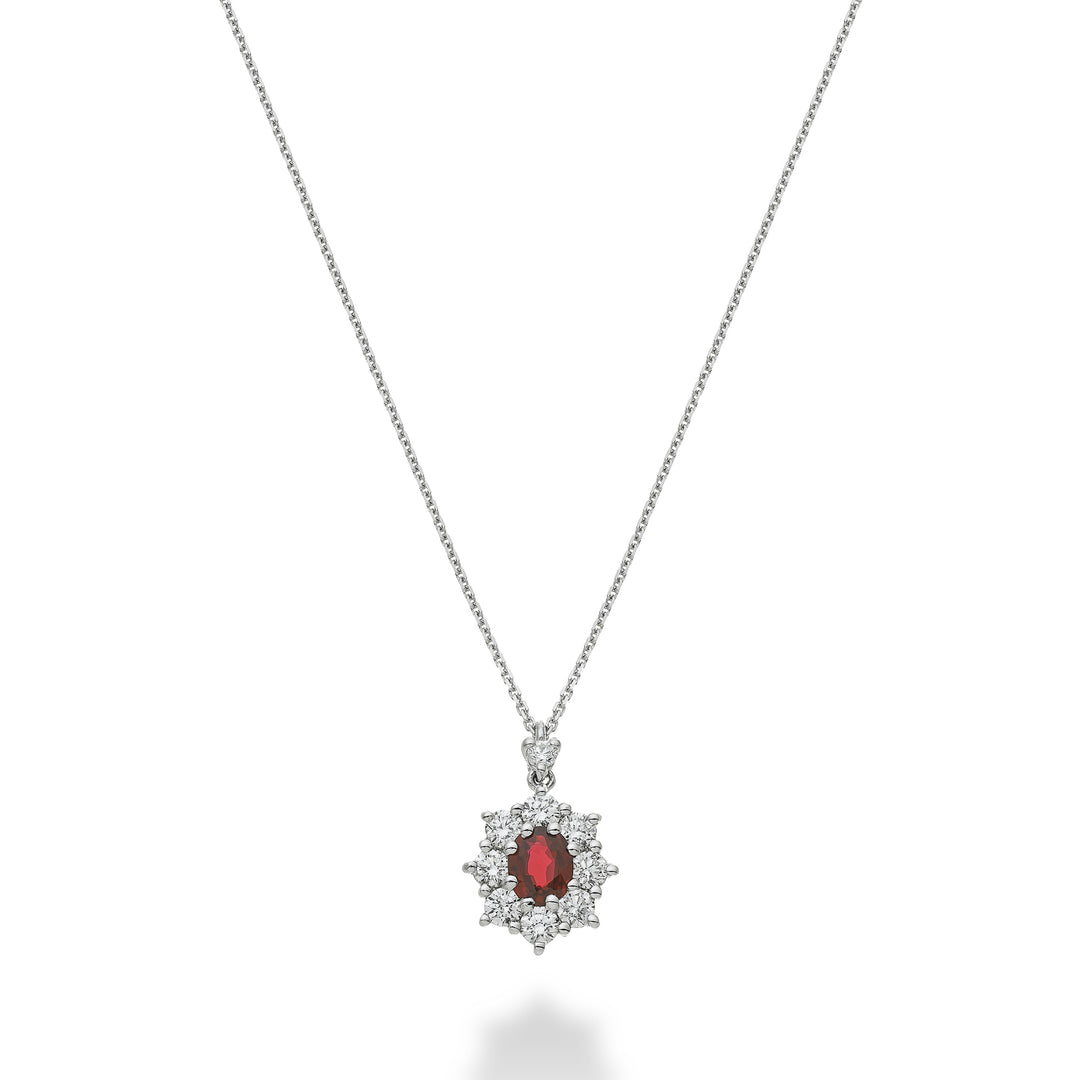 Golay oval ruby pendant necklace 5x4 and contour 8 dia GCLC461DRU54-24193110040