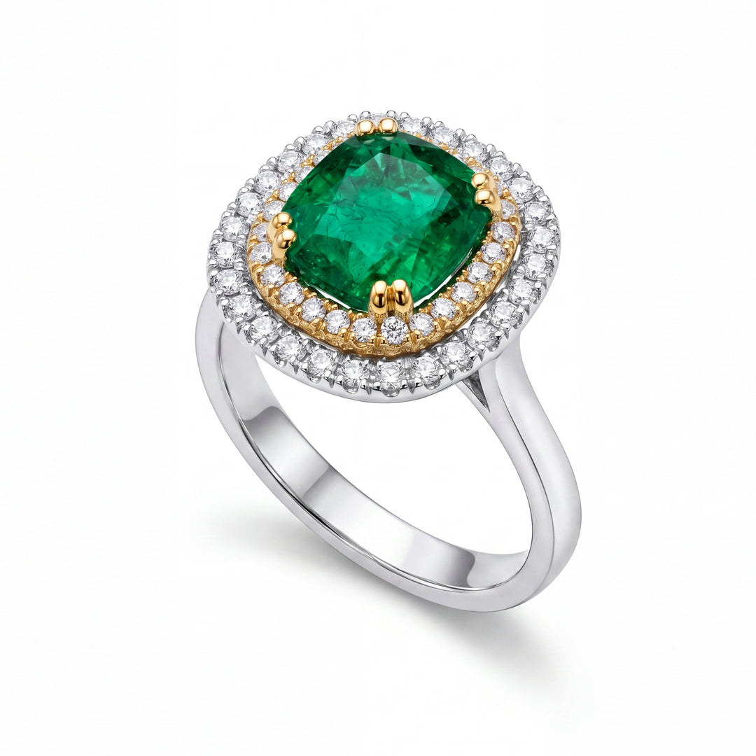 Golay cushion emerald ring 8x8 and double contour ACLCCS146DISM88-23180110083