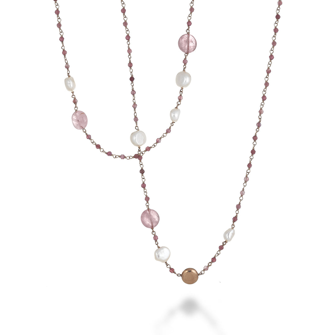 Mikiko cl ag925 fw bar 6/7 9/10 rose quartz 80 cm MD7596A3QUARZOROSA
