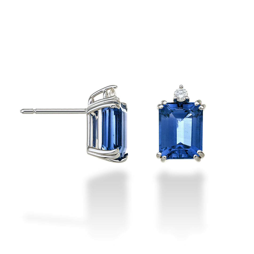 Nihama or 18k octagonal London blue topaz 7x9 ct.5,30 diam. ct.0,08 NOCL090DITPBL4O4
