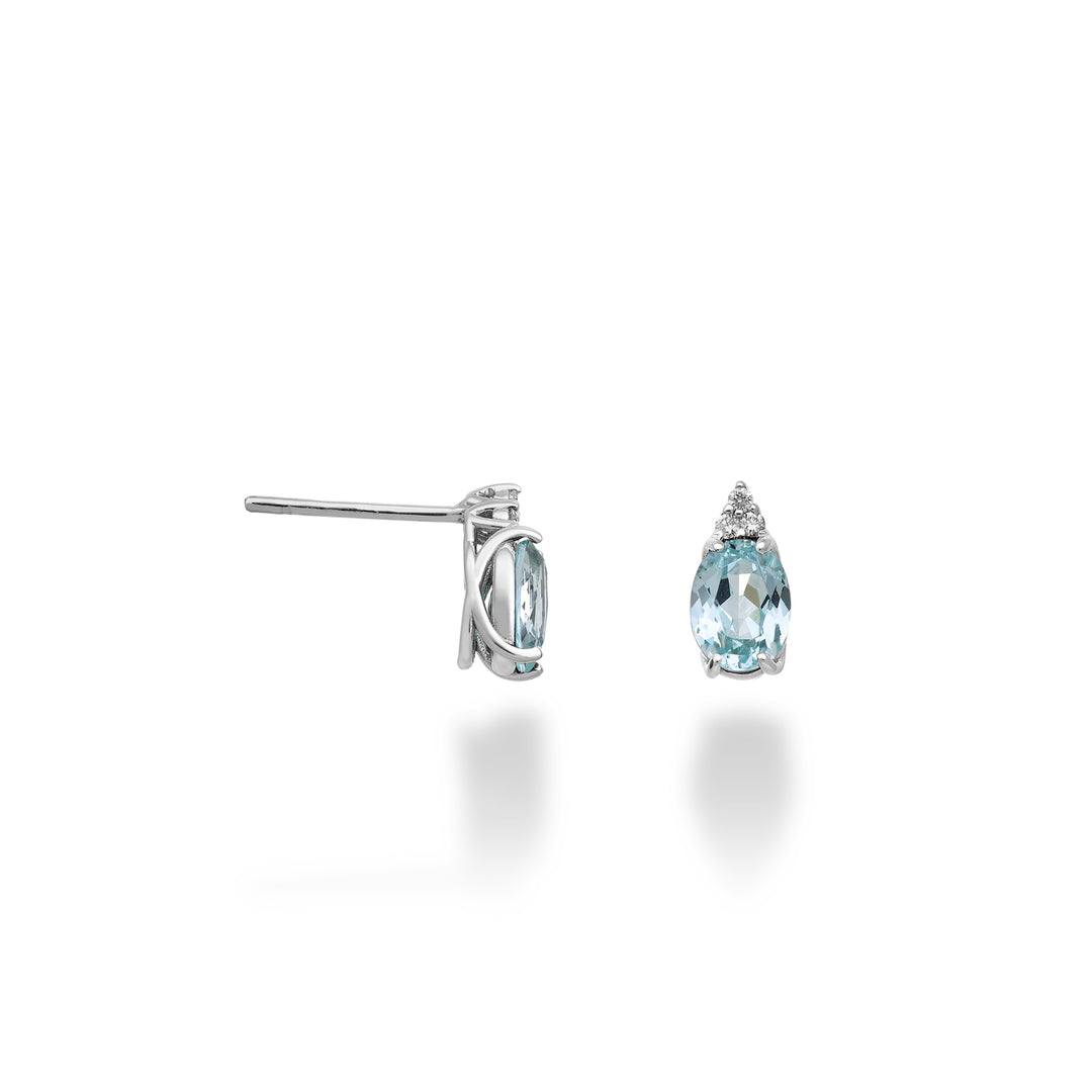 Nihama or 18k oval paraiba tourmaline 7x5 and three diamonds NO5172O4PAR