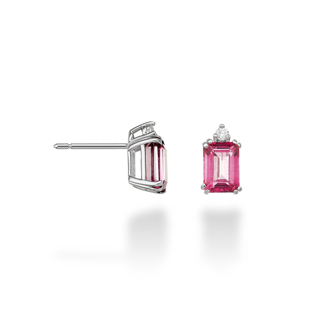Nihama or 18k octagonal pink topaz 7x5 ct.2,20 diam. ct.0,05 NOCL090DITPPK2O4