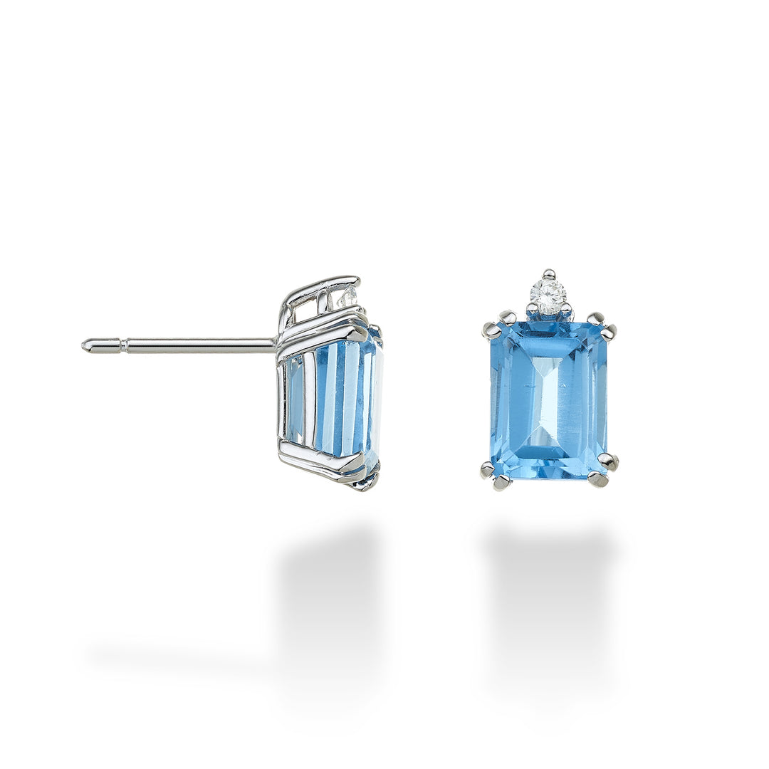 Mikiko or 18k octagonal blue topaz 8x6 ct.4,20 diam. ct.0,06 MOCL090DITPAZ3O4