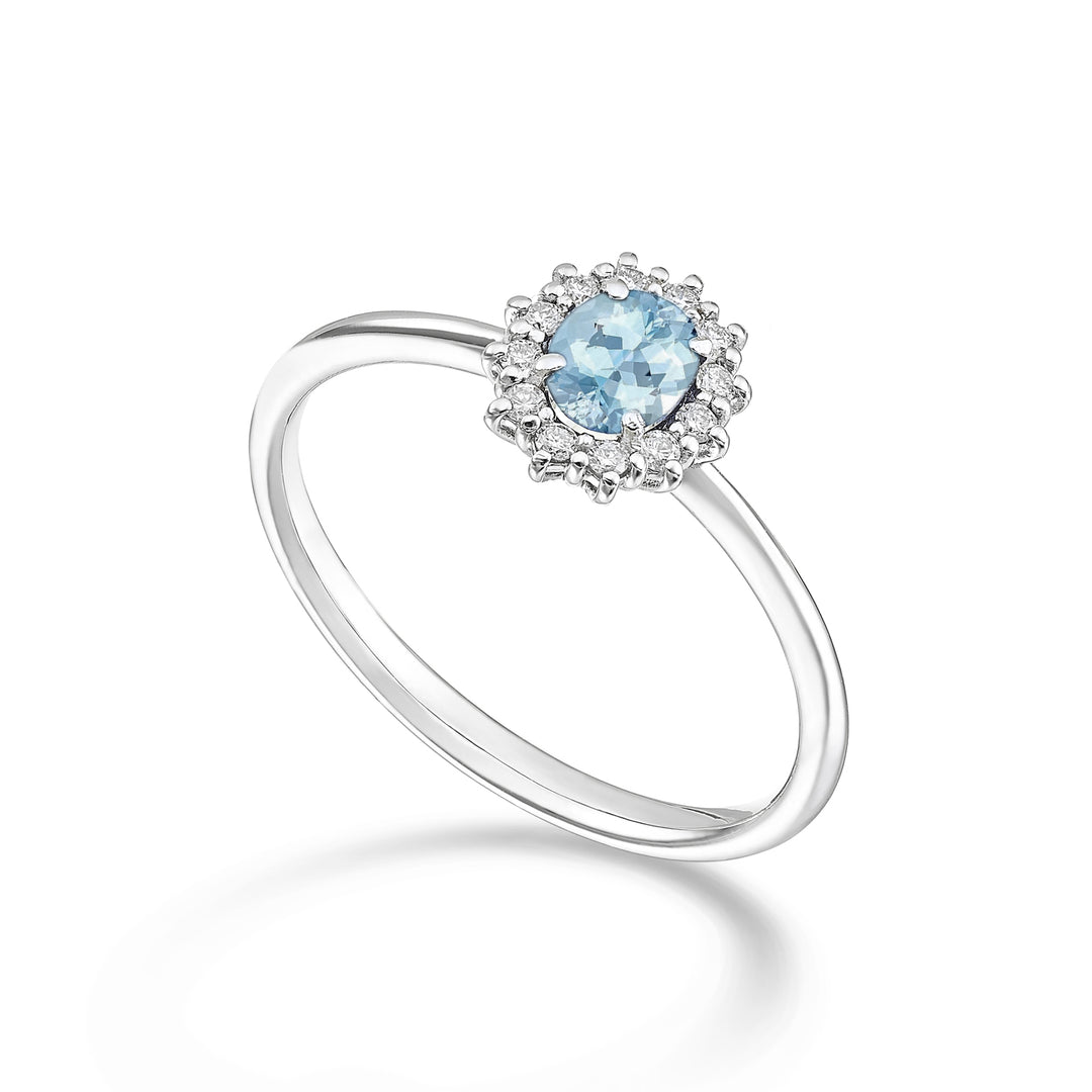 Nihama an 18k oval aquamarine 5x4 ct.0.30 diam. 0.10 ct NA5167O4AM