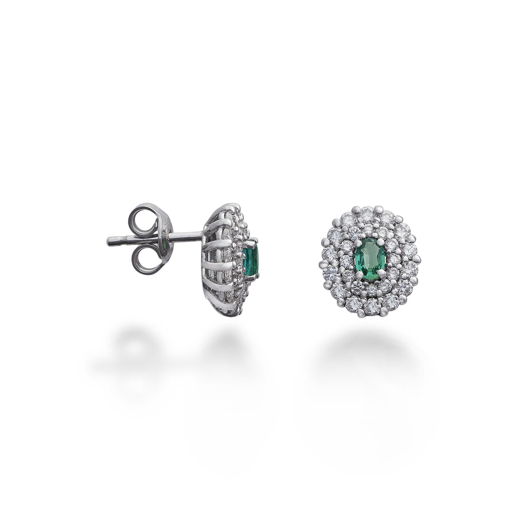 Golay oval emerald earrings 6x5 double cont. diamonds OCL128DISM65-22126110015