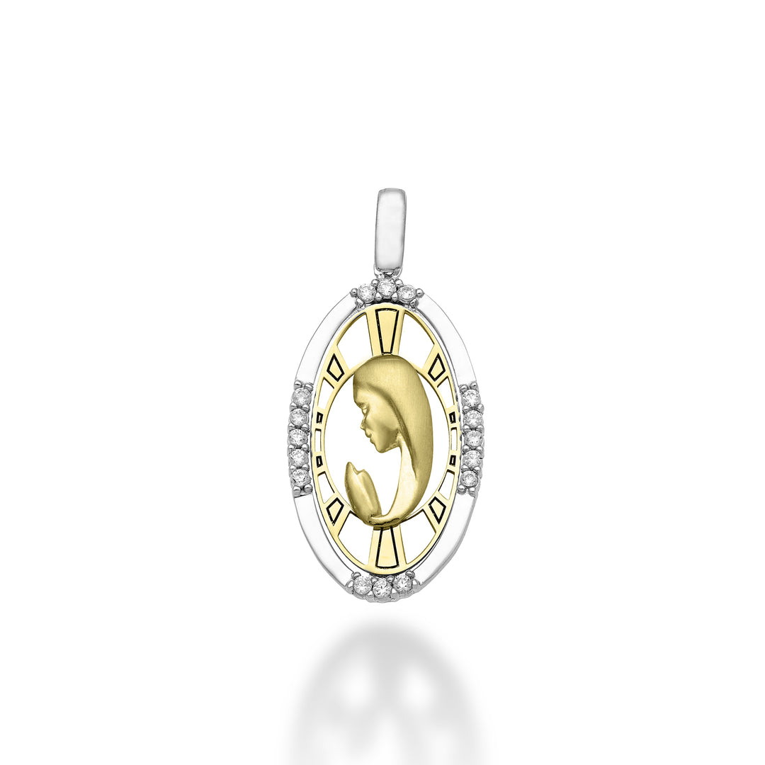 Mikiko pe 18k 0.13 ct Madonna praying white/yellow gold 2.1 cm MP5027O7BR013