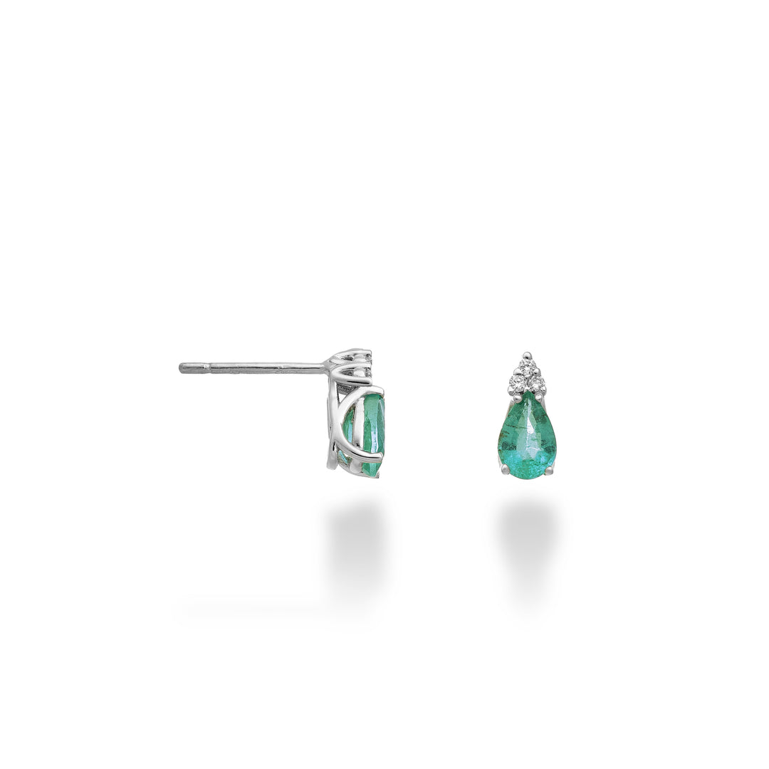 Nihama or 18k emerald no. 6x4 drop and three diamonds NO5173O4SMN080