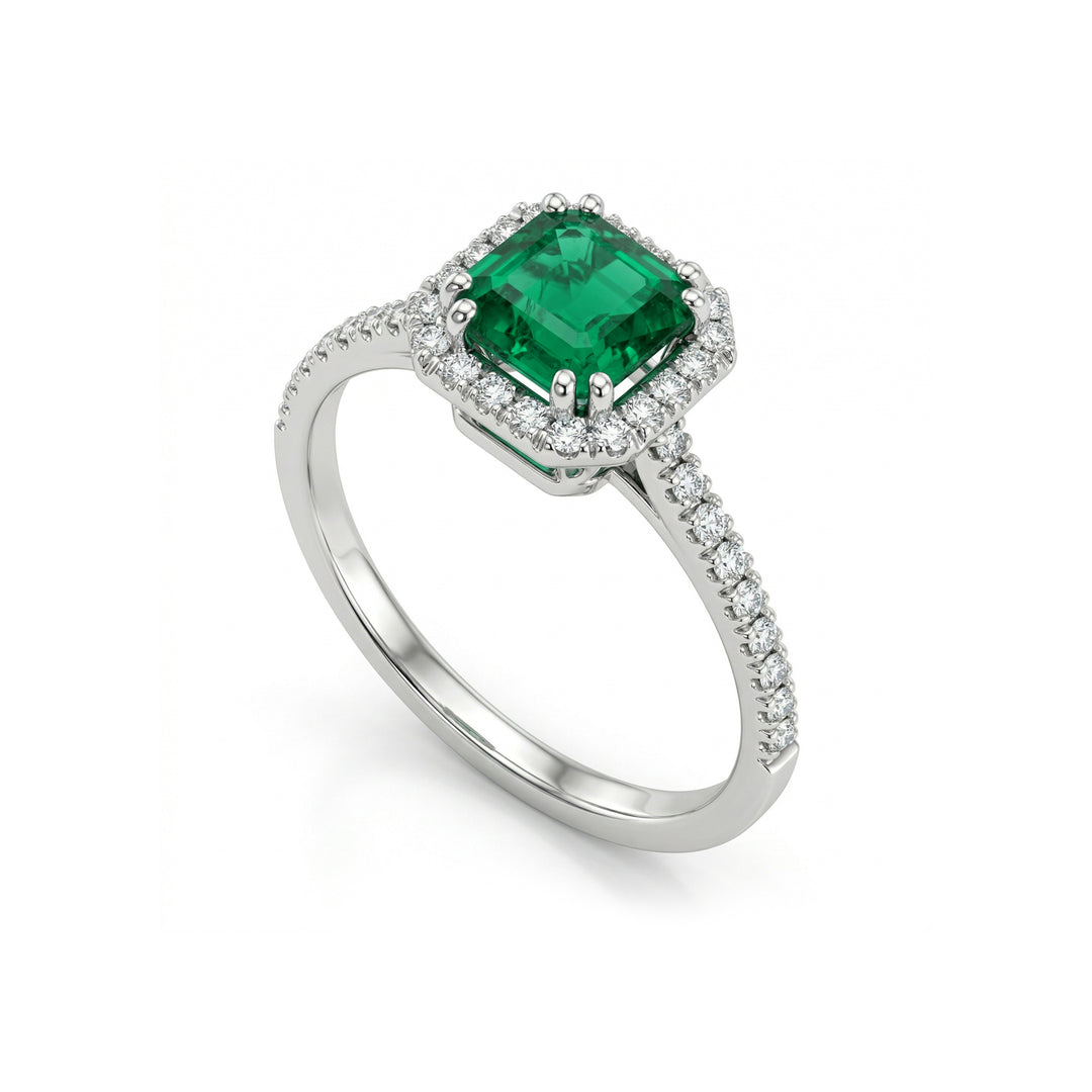 Golay octagonal emerald ring 6x6 and diamond outline ACLC072DISM66-23094110077