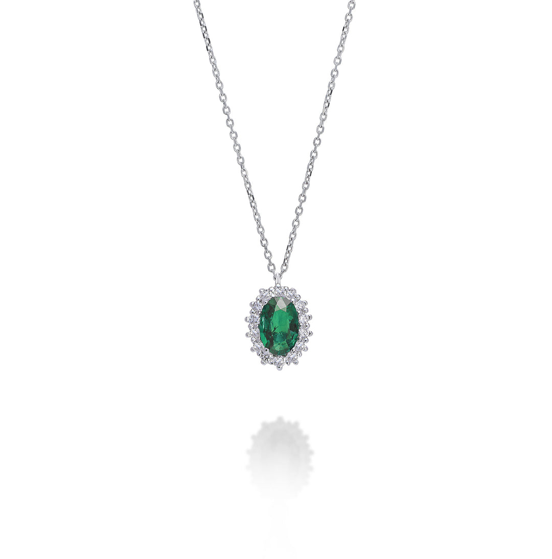 Nihama cl 18k emerald n. oval 6x4 ct.0.30 diam. 0.13 ct ND5086O4SMN