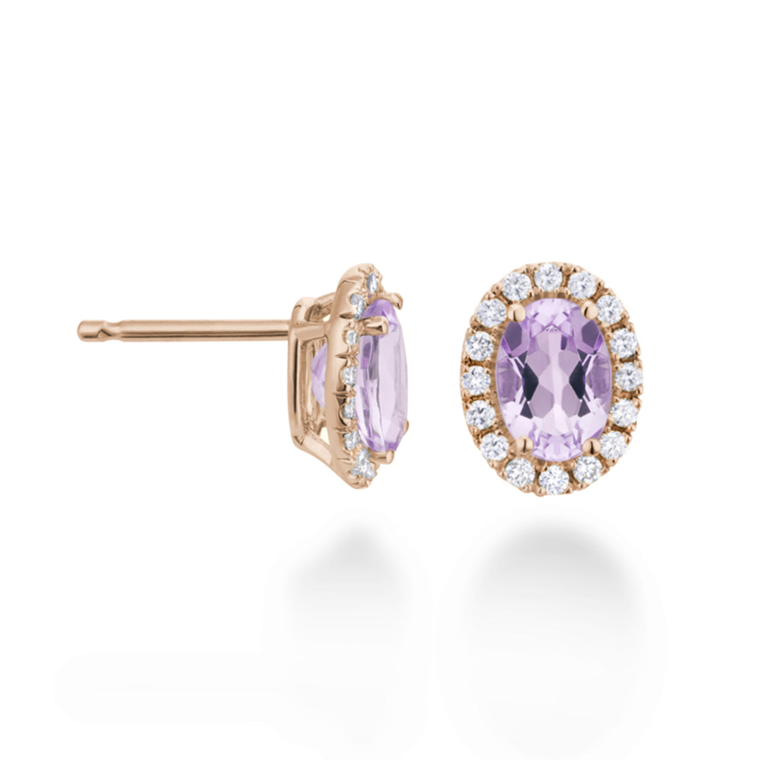 World Diamond Group earrings kunzite 6x4 oval and diamonds OCL070DIKZ2-24015110086