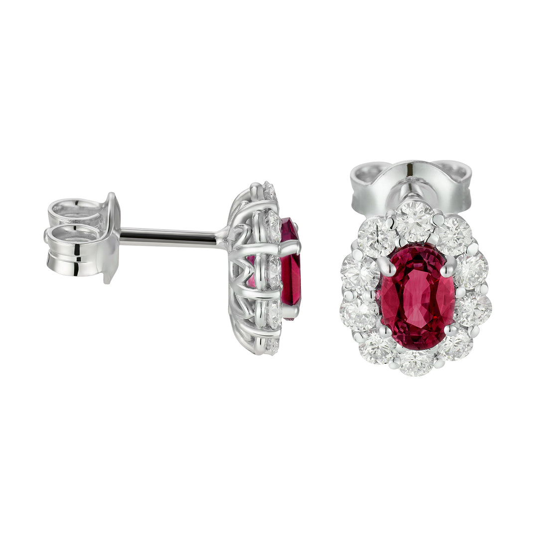 Golay 4x6 oval ruby earrings and diamonds OCL042DIRU-22040110038