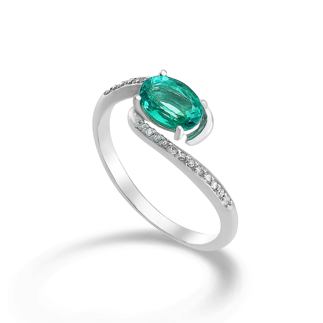 Nihama an 18k oval emerald 7x5 ct.0,60 diam. ct.0,085 NA5101O4BE