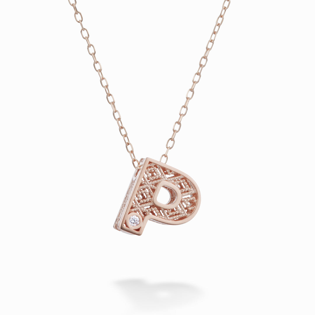 Mikiko cl 18k letter p rose gold diam. ct.0.01 MDLETPO3